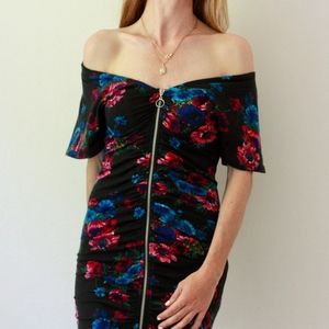 minkpink floral zipper dress, size xs